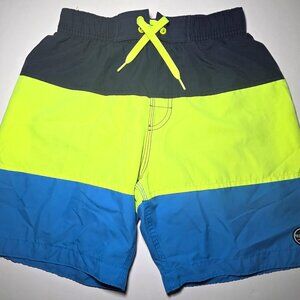 Speedo Boys Youth Blue and Yellow Swim Trunks with Liner Size Large